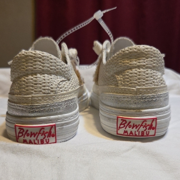 Blowfish Cream and Silver Sneakers with Woven Texture - Picture 3 of 4